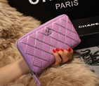 Chanel Matelasse Zip Around Wallet Sheepskin A80131 Lavender A80131