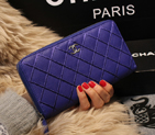 Chanel Matelasse Zip Around Wallet Sheepskin A80131 Royal A80131