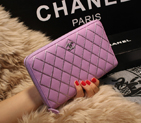 Chanel Matelasse Zip Around Wallet Sheepskin A80132 Lavender A80132
