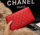 Chanel Matelasse Zip Around Wallet Sheepskin A80132 Red A80132
