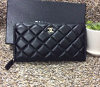 Chanel Matelasse Zip Around Wallet Sheepskin leather A50071 Black A50071