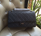 Chanel Original Calf leather Classic Flap Bag A30227 Black Silver A30227