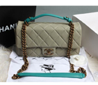 Chanel Original Cannage Pattern Nubuck Leather Top Flap Bag A67622 Light green A67622