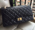 Chanel Original Glazed Crackled Leather Classic Flap Bag A30227 Black Gold A30227