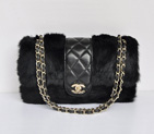 Chanel Rabbit Hair Flap Bag A49155 Black A49155
