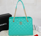 Chanel Shopping Bag Sheepskin Leather A52233 Green A52233