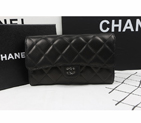 Chanel Tri-Fold Wallet Black Original Sheppskin A31506 Silver A31506