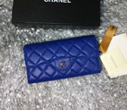 Chanel Tri-Fold Wallet Blue sheepskin leather A31506 A31506
