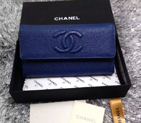 Chanel Tri-Fold Wallet Caviar Leather A48656 Blue A48656
