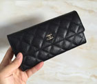 Chanel Tri-Fold Wallet Original Caviar Leather A48656 Black with Silver A48656