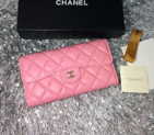 Chanel Tri-Fold Wallet Pink sheepskin leather A31506 A31506