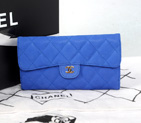 Chanel Tri-Fold Wallet in Original Cannage Pattern Nubuck Leather C007 Blue C007