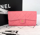 Chanel Tri-Fold Wallet in Original Cannage Pattern Nubuck Leather C007 Pink C007