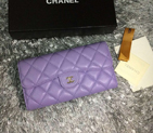 Chanel Tri-Fold Wallet lavender sheepskin leather A31506 A31506