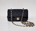 Chanel mini Classic Flap Bag Nubuck Cannage Pattern leather 1117 Black in Gold 1117