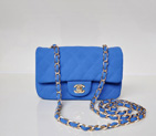 Chanel mini Classic Flap Bag Nubuck Cannage Pattern leather 1117 Blue in Gold 1117