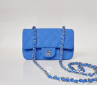 Chanel mini Classic Flap Bag Nubuck Cannage Pattern leather 1117 Blue in Silver 1117