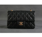 Chanel mini Classic Flap Bag Original Caviar leather 1117 Black in Gold 1117