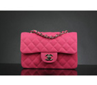 Chanel mini Classic Flap Bag Original Caviar leather 1117 Rose in Silver 1117