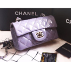 Chanel mini Classic Flap Bag Original Patent leather 1117 Light Purple in Silver 1117