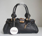 Chloe 50831 Black Leather Bag with Sparkle Lock 50831