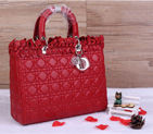 Christian Lady Dior Bag Medium Bag Sheepskin Leather D1667 Red D1667