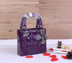 Christian Lady Dior Bag Patent Leather D1633 DarkPurple with Silver D1633