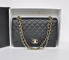 Classic Chanel Maxi Double Flaps Bag A36098 Black Original Caviar Leather Gold A36098