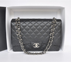 Classic Chanel Maxi Double Flaps Bag A36098 Black Original Caviar Leather Silver A36098