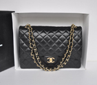 Classic Chanel Maxi Double Flaps Bag A36098 Black Original Lambskin Leather Gold A36098