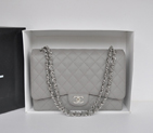 Classic Chanel Maxi Double Flaps Bag A36098 Grey Original Caviar Leather Silver A36098