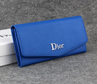 Dior Cowhide Leather Long Leather Wallet 1056 Blue 1056