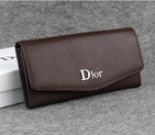 Dior Cowhide Leather Long Leather Wallet 1056 Coffee 1056