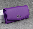Dior Cowhide Leather Long Leather Wallet 1056 Purple 1056