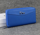 Dior Cowhide Leather Long Leather Wallet 1057 Blue 1057