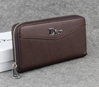 Dior Cowhide Leather Long Leather Wallet 1057 Coffee 1057