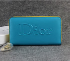 Dior Cowhide Leather Long Leather Wallet with Embossed 1098 Blue 1098