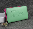 Dior Cowhide Leather Long Leather Wallet with Embossed 1098 Green 1098
