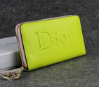 Dior Cowhide Leather Long Leather Wallet with Embossed 1098 Lemon 1098