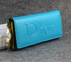 Dior Cowhide Leather Long Leather Wallet with Embossed 5192 Blue 5192