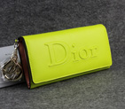 Dior Cowhide Leather Long Leather Wallet with Embossed 5192 Lemon 5192