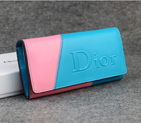 Dior Cowhide Leather Long Leather Wallet with Embossed 5192 Pink&Blue 5192