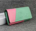 Dior Cowhide Leather Long Leather Wallet with Embossed 5192 Pink&Green 5192