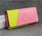 Dior Cowhide Leather Long Leather Wallet with Embossed 5192 Pink&Yellow 5192