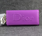 Dior Cowhide Leather Long Leather Wallet with Embossed 5192 Purple 5192