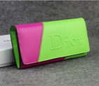 Dior Cowhide Leather Long Leather Wallet with Embossed 5192 Rose&Green 5192