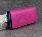 Dior Cowhide Leather Long Leather Wallet with Embossed 5192 Rose W19 x H10