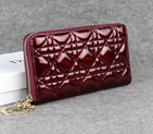 Dior Patent Leather Long Leather Wallet 1098 Burgundy 1098