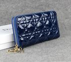 Dior Patent Leather Long Leather Wallet 1098 Darkblue 1098