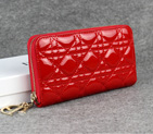 Dior Patent Leather Long Leather Wallet 1098 Red 1098